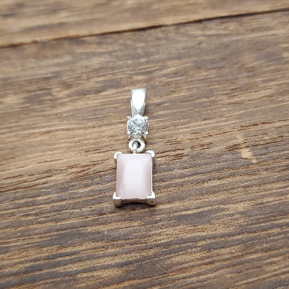 Roman pink‎ topaz crystal baguette necklace pendant